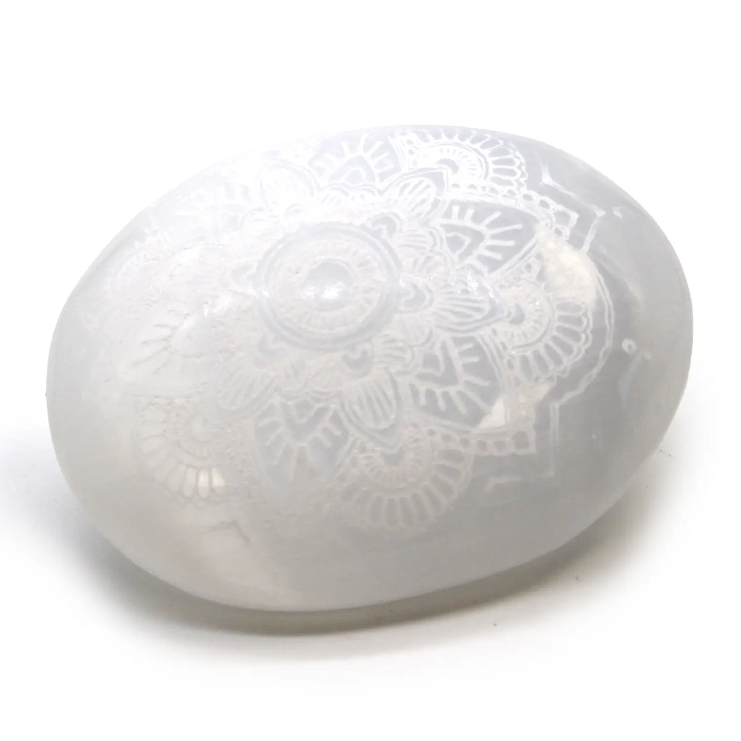 Pedra Espalmada de Selenite - Mandala Gravada 1
