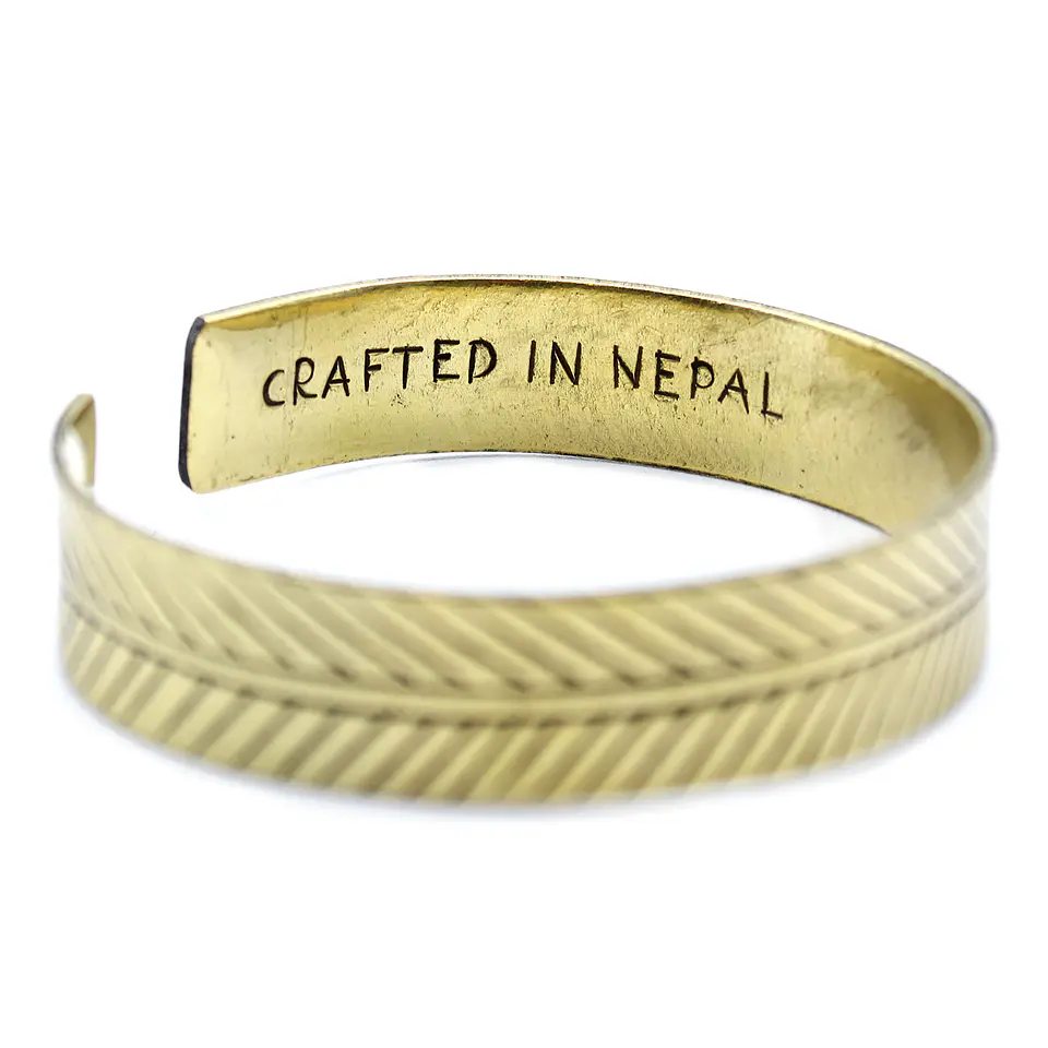 Pulseira de Bronze Tibetana - Folha Tribal Larga 2