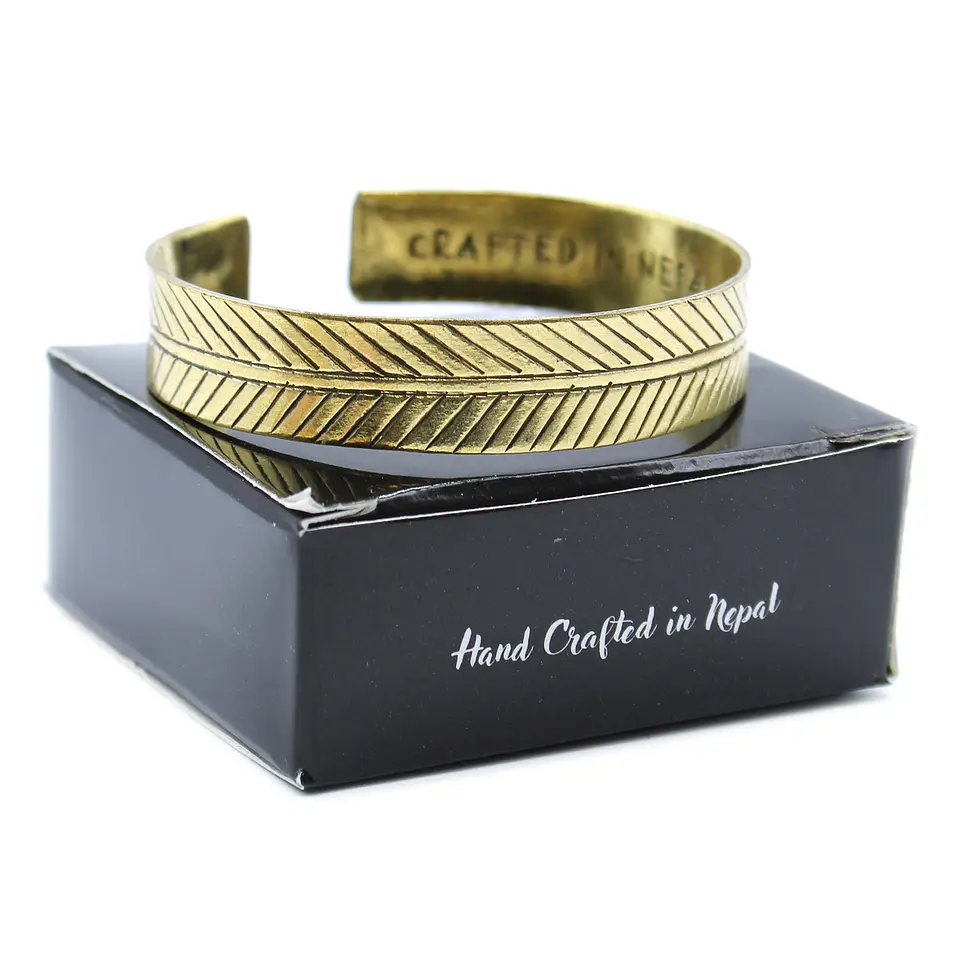 Pulseira de Bronze Tibetana - Folha Tribal Larga 3
