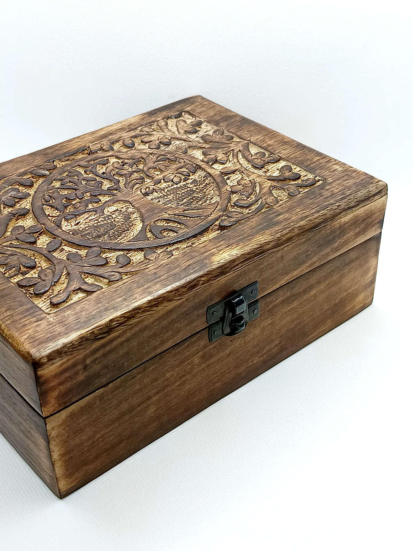 Caixa de Recordações Grande de Madeira 20x15x7,5cm - Árvore da Vida 4