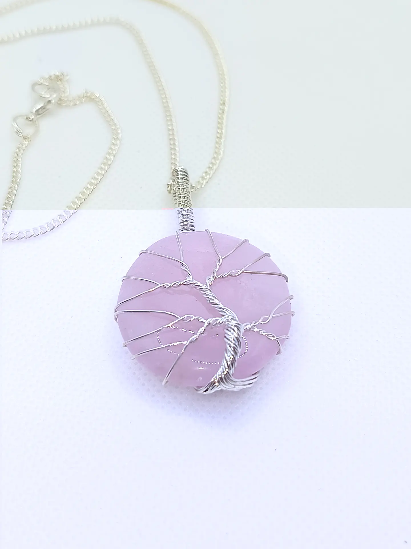 Colar de Pedras Preciosas da Árvore da Vida - Quartzo-Rosa 3