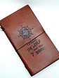 Diário de Couro Feito à Mão - Travel The World - Castanho 22x12x1,5cm - Thumbnail 2