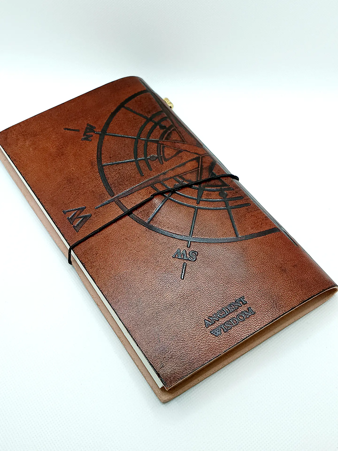 Diário de Couro Feito à Mão - Travel The World - Castanho 22x12x1,5cm 3