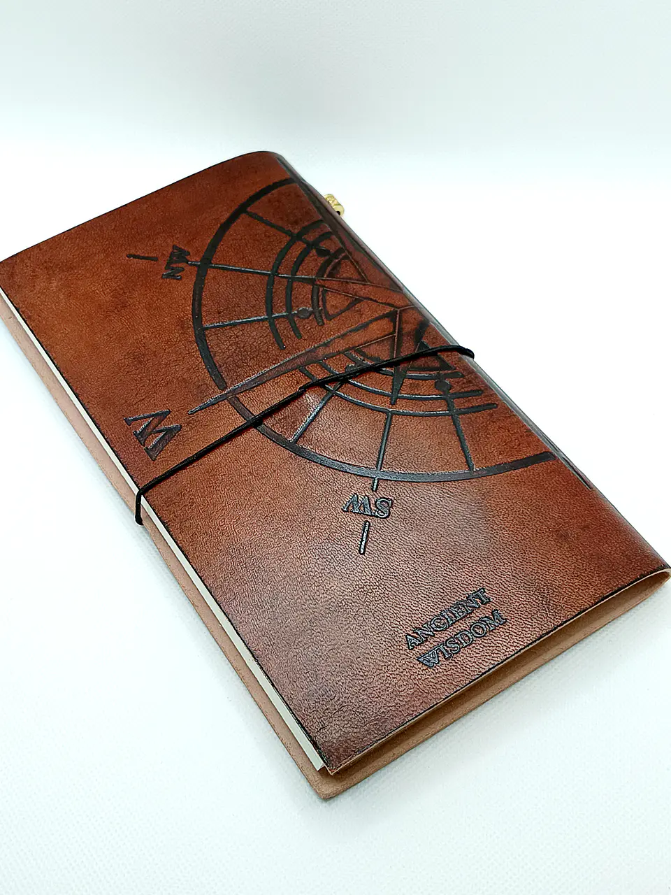 Diário de Couro Feito à Mão - Travel The World - Castanho 22x12x1,5cm 3