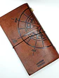 Diário de Couro Feito à Mão - Travel The World - Castanho 22x12x1,5cm - Thumbnail 4