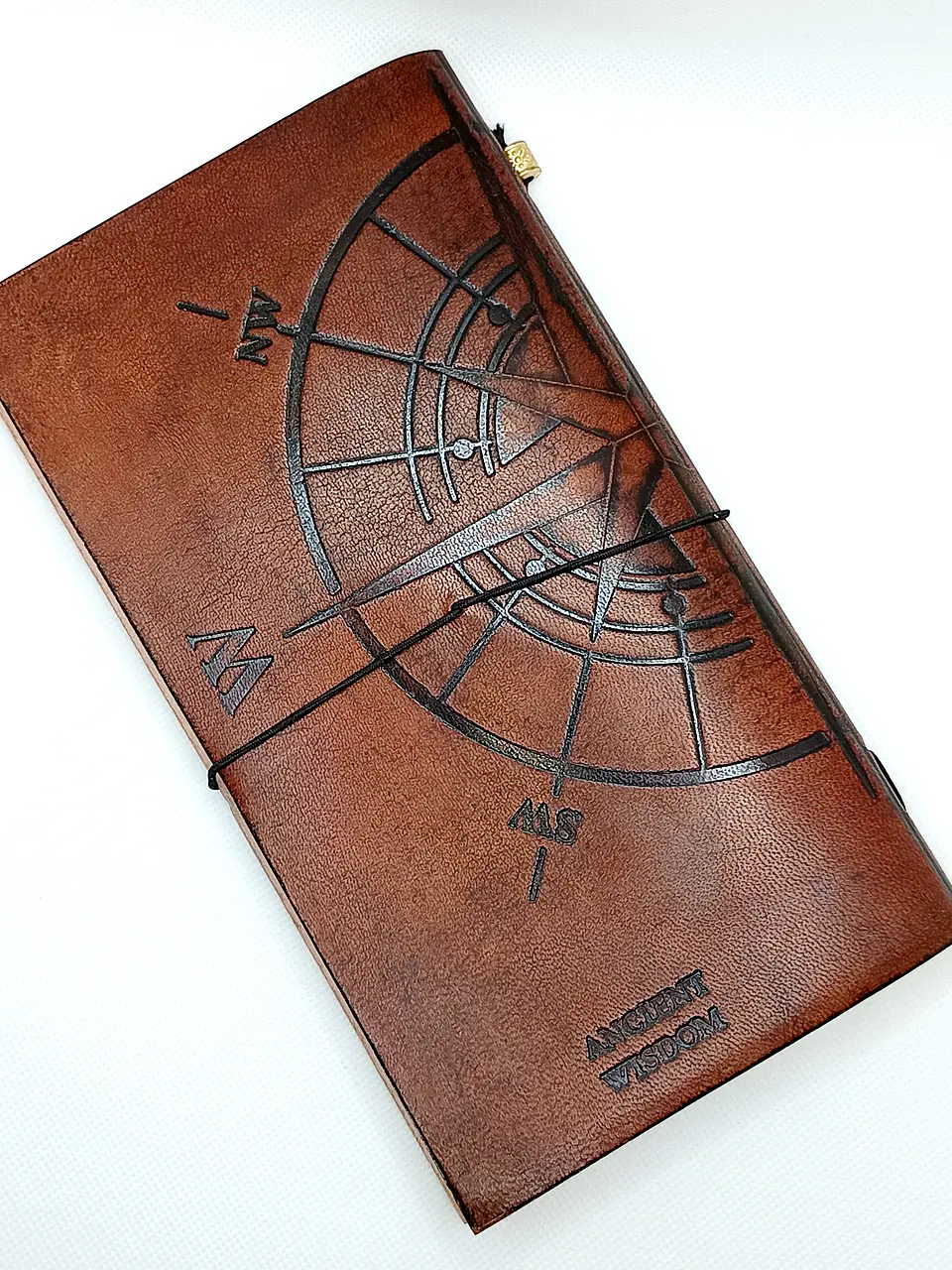Diário de Couro Feito à Mão - Travel The World - Castanho 22x12x1,5cm 4