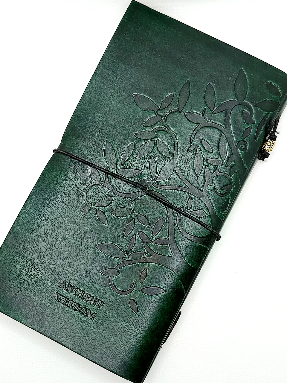 Diário de Couro Feito à Mão - Árvore da Vida - Verde 22x12x1,5cm 5