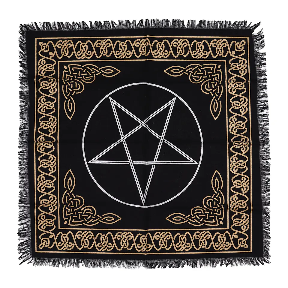 Pano de Altar Esotérico com Franjas - Pentagrama 50x50cm 1