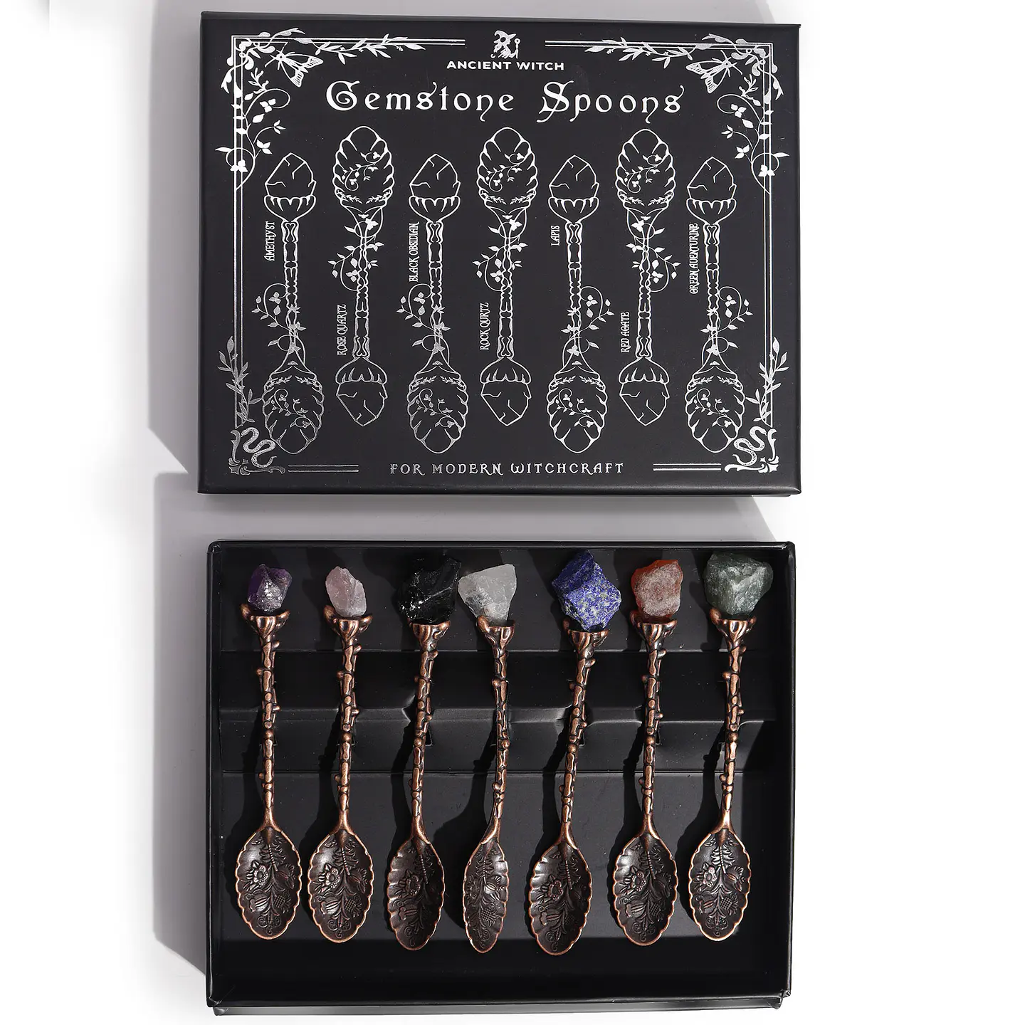 Conjunto de 7 Colheres de Feiticeira com Pedras Preciosas - Bronze 3