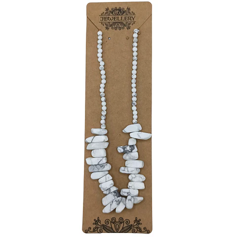 Colar de Pedras Longas - Jaspe Branco