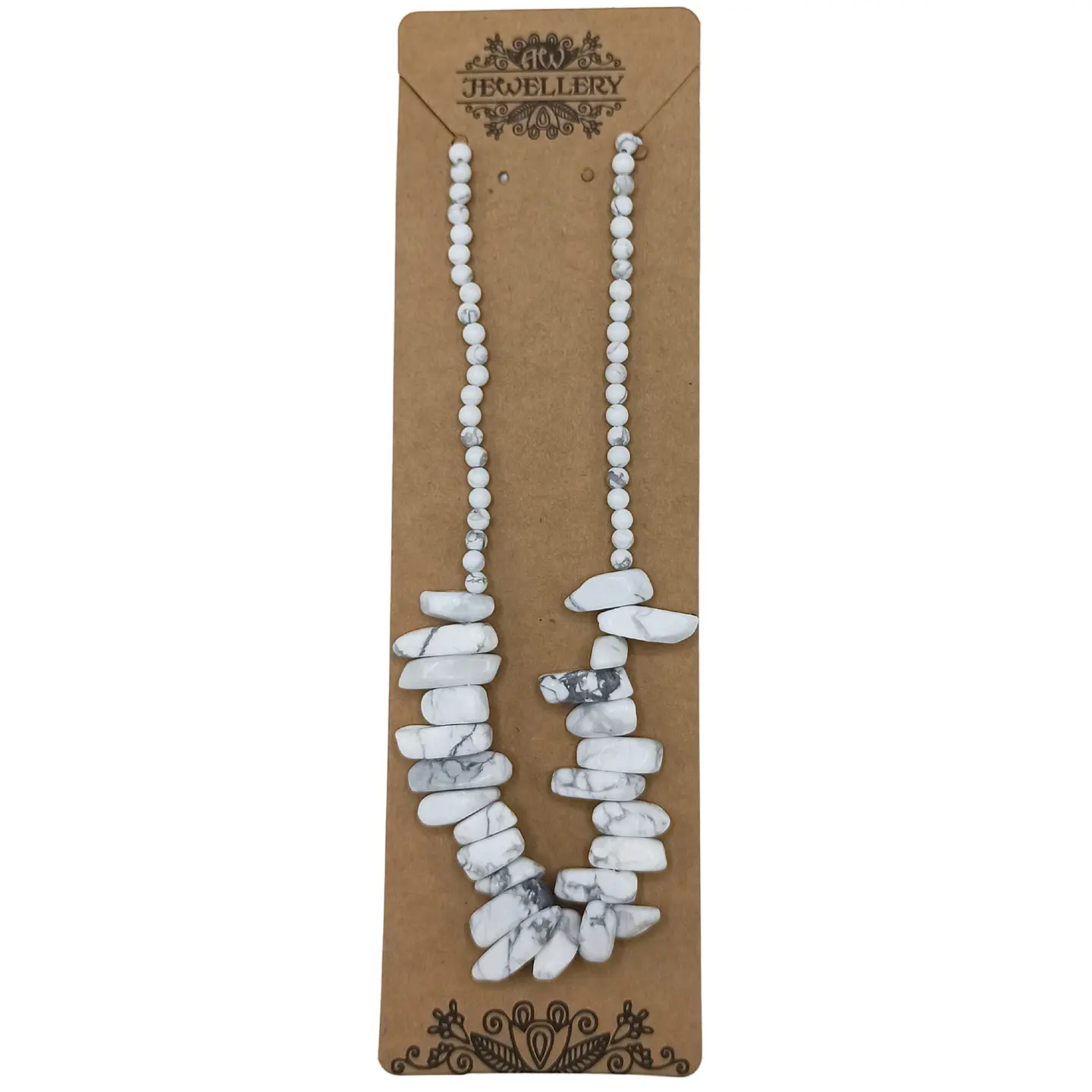 Colar de Pedras Longas - Jaspe Branco 1