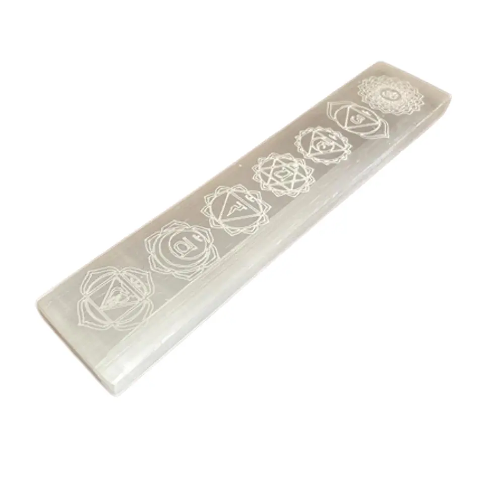 Placa de Carregamento em Selenite Plana 20cm - Chakras 1