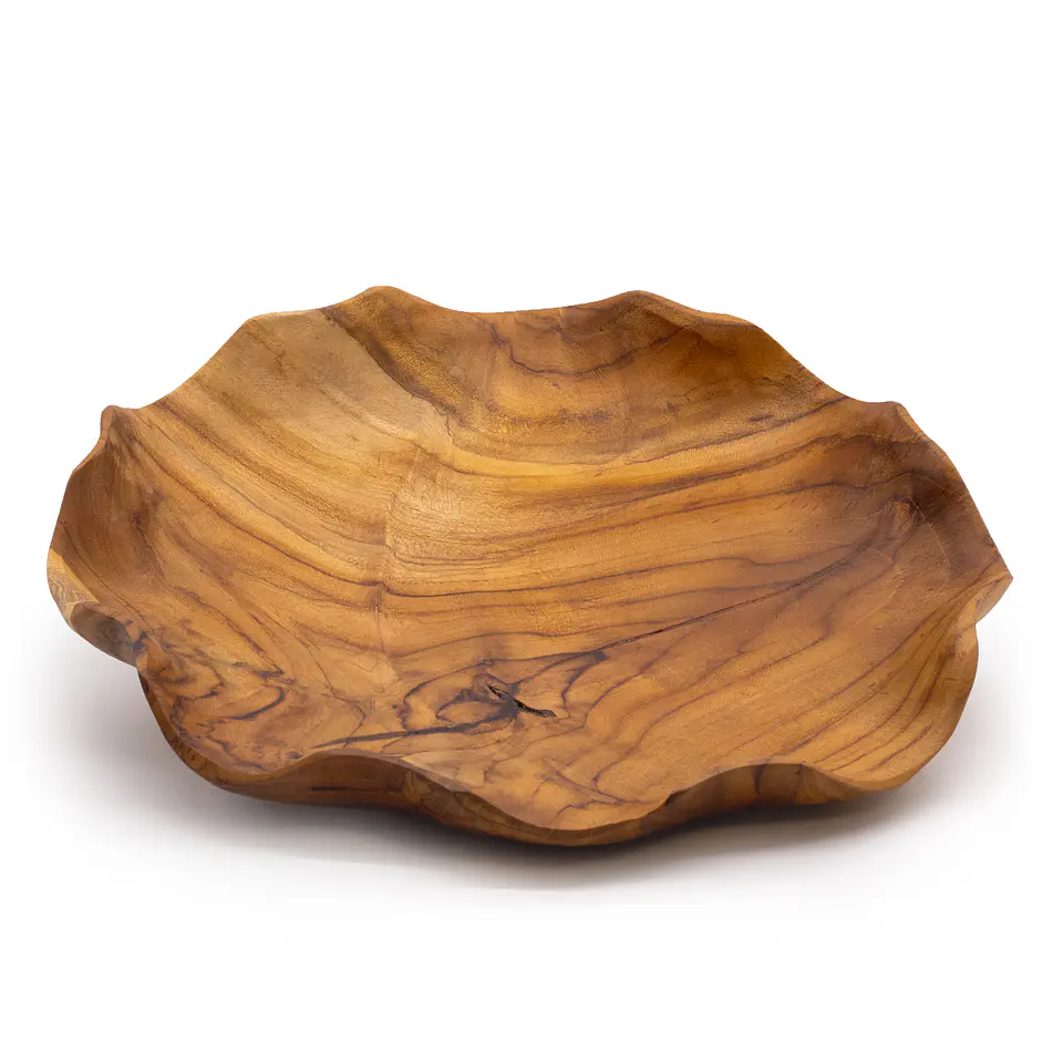 Fruteira Redonda em Madeira de Teca Lisa - 28x5,5cm 1