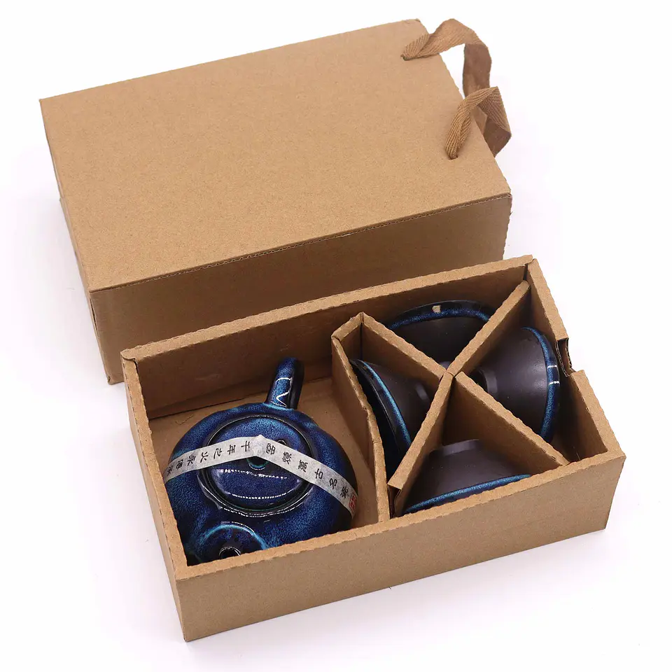 Conjunto de Mini-Bule e Quatro Chávenas de Chá de Ervas (12,5x9x6,7cm) - Azul 3