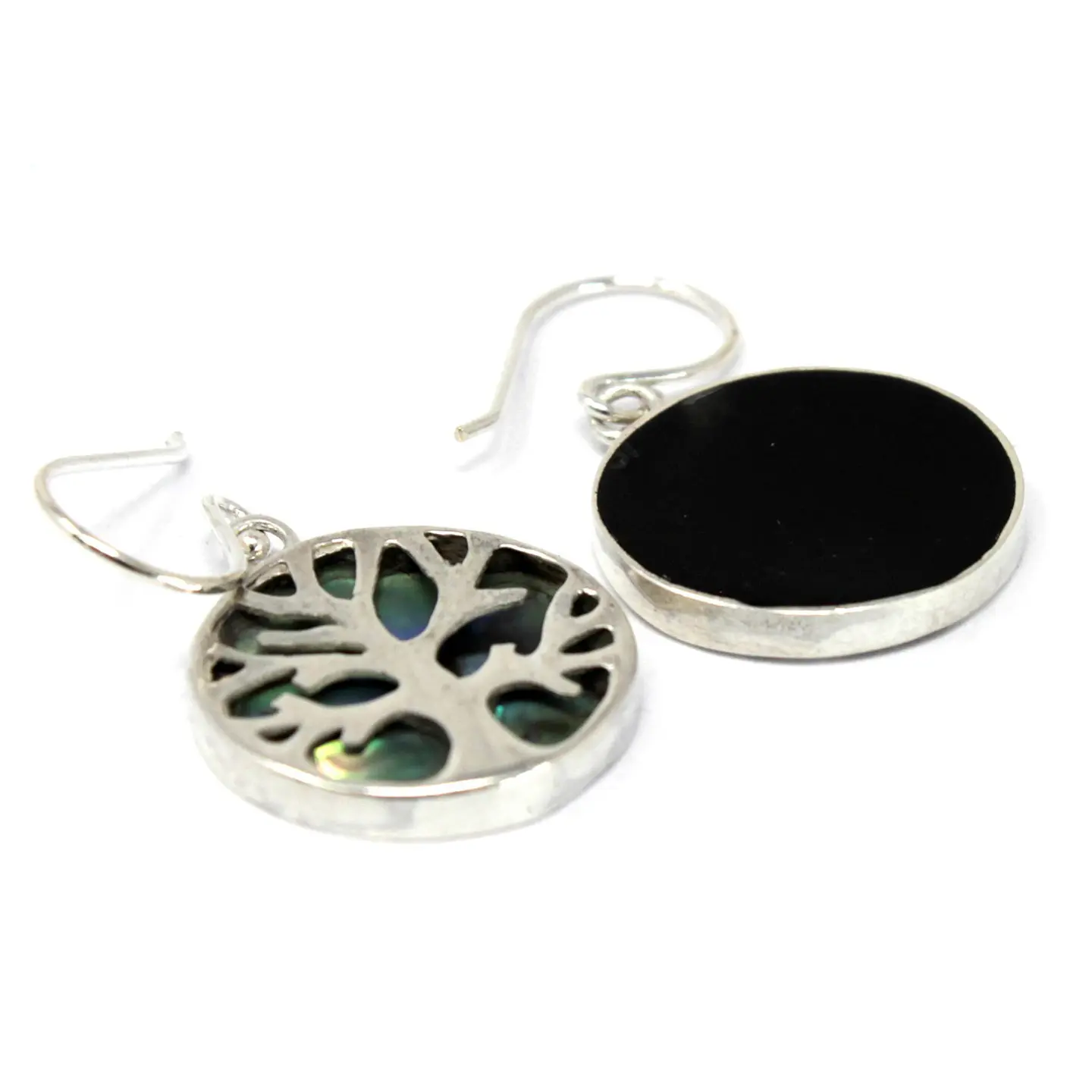 Brincos Árvore da Vida em Prata 925 - Abalone 15mm 2