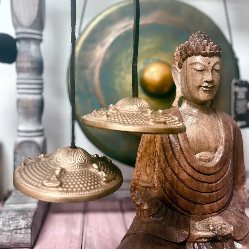 Címbalos Tingsha Tibetanos - Símbolos da Sorte - 6cm 4