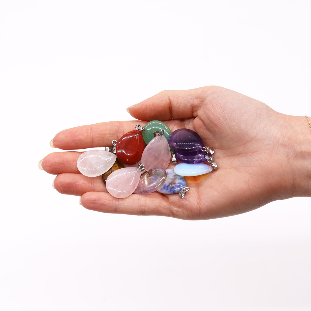 Pingentes de Gotas de Lágrimas em Pedras Naturais 25x18mm 2