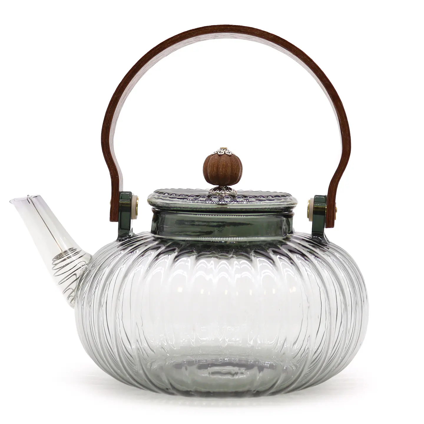 Bule de Vidro com Infusor - Pérola com Nervuras Escuras - 950ml 1
