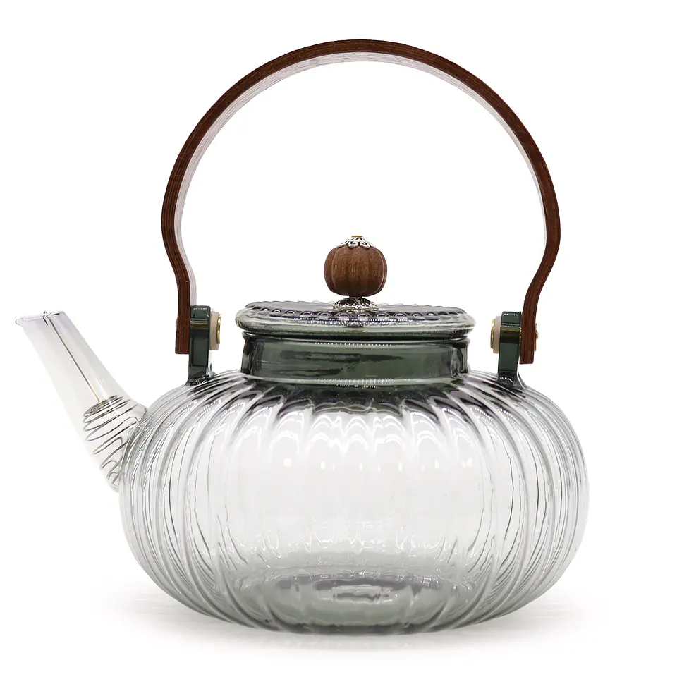 Bule de Vidro com Infusor - Pérola com Nervuras Escuras - 950ml 1