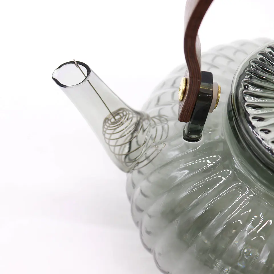 Bule de Vidro com Infusor - Pérola com Nervuras Escuras - 950ml 3