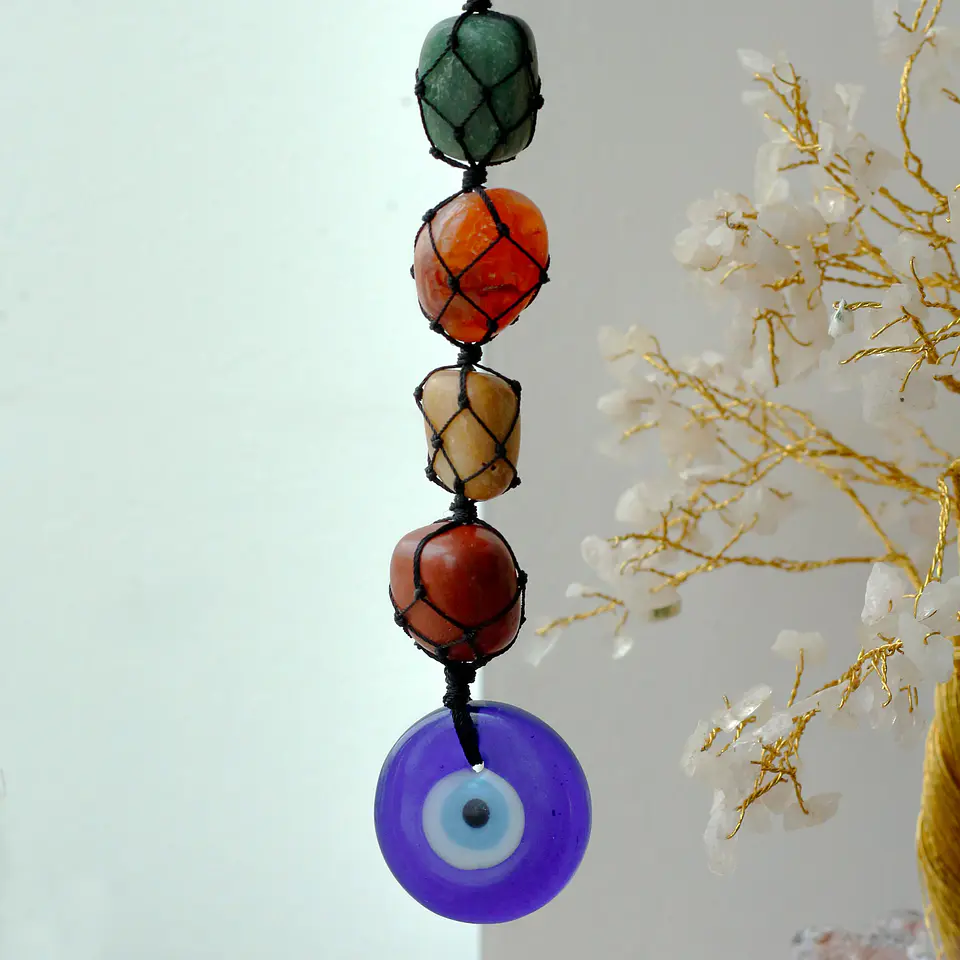 Pendente de Pedras dos Chakras Suspensas - Olho Turco 2