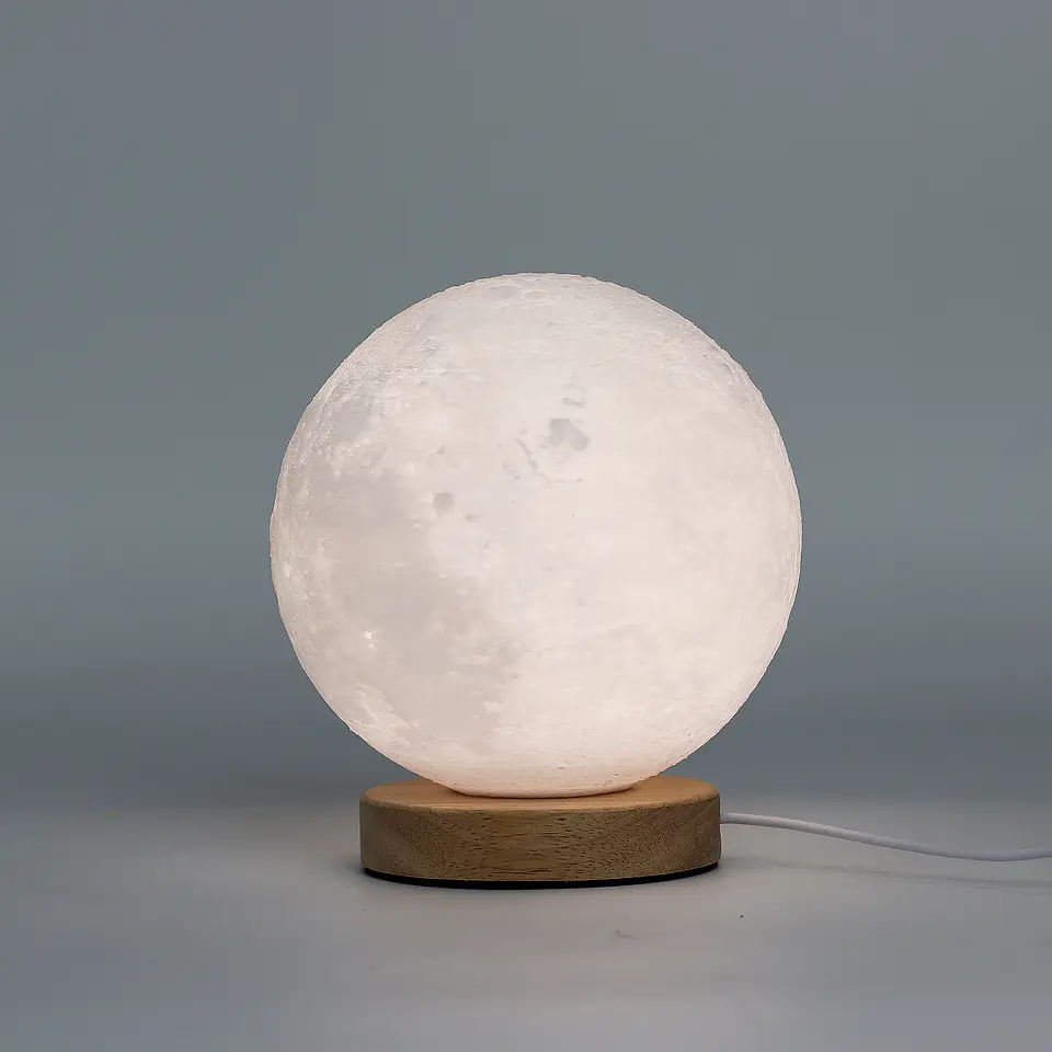 Candeeiro Estilo Lua com Base em Madeira - 3 Níveis 4