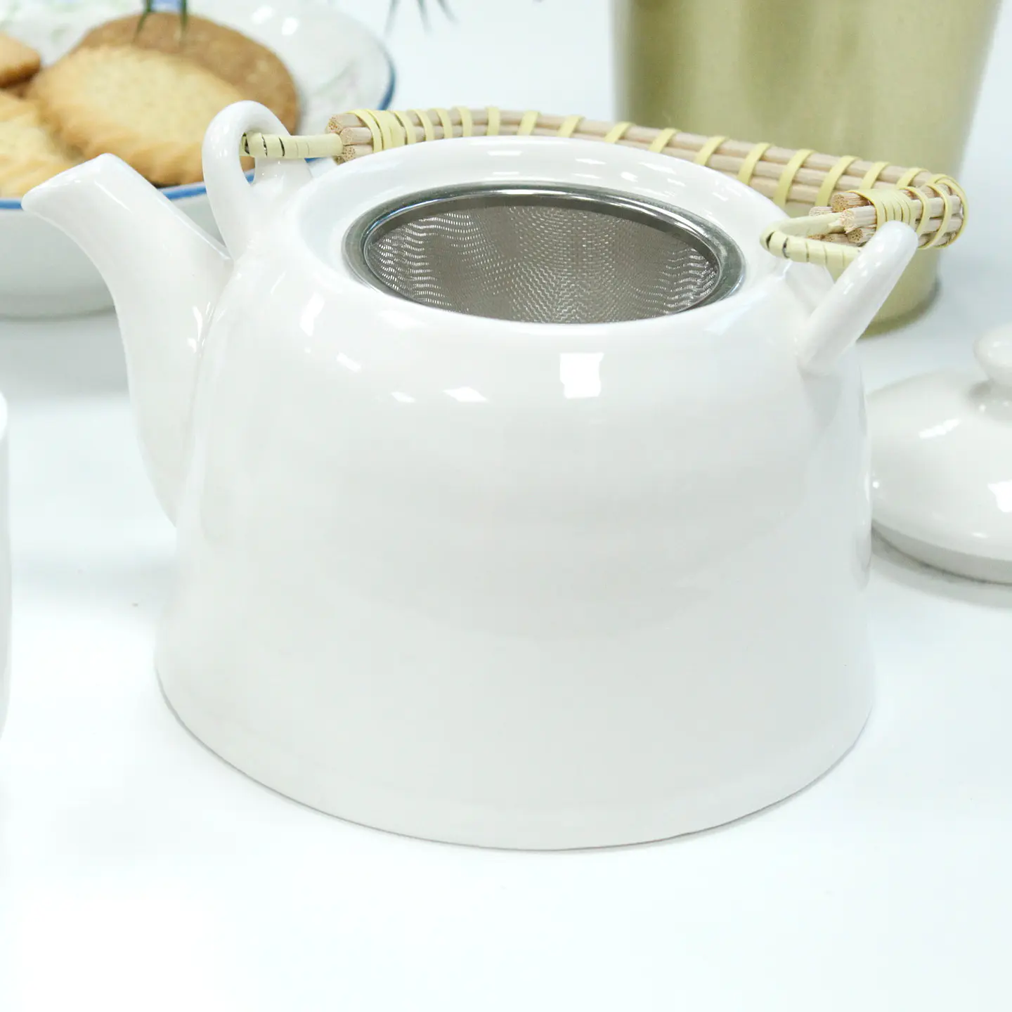 Conjunto de Bule & Chávenas em Cerâmica - Branco Clássico 850 ml 5