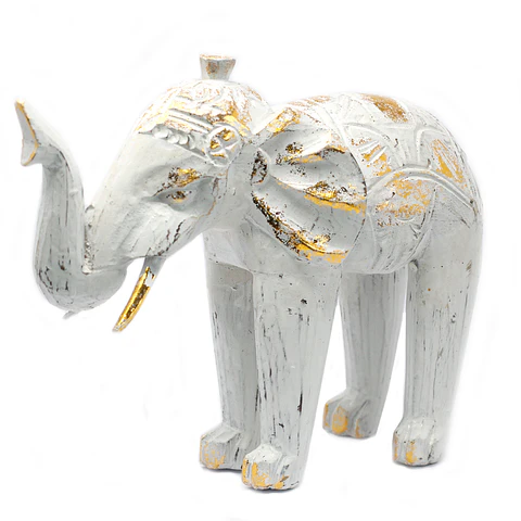 Escultura em Madeira Elefante - Ouro Branco 8x27x24cm
