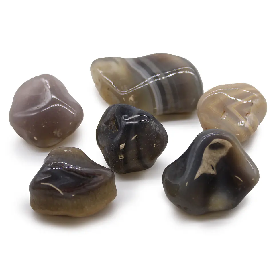 Pedra Rolada Grande - Ágata Cinzenta - Botsuana (3-4cm) 1