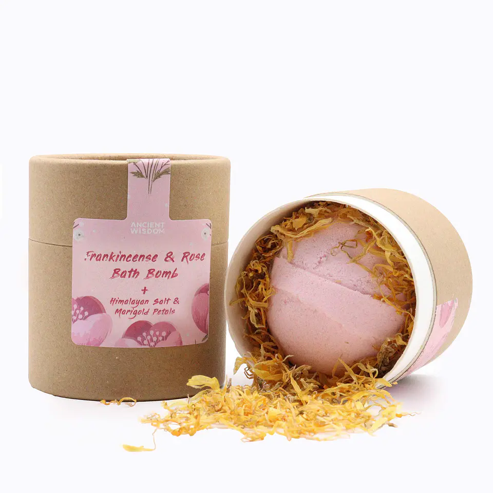 Bomba de Banho Efervescente - Frankincense & Rosa c/ Pétalas de Calêndula 1