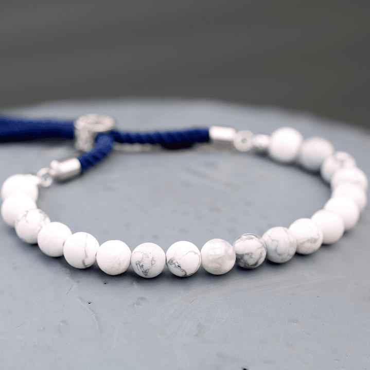 Pulseira de Corda com Pedras Naturais - Howlite Branco 3