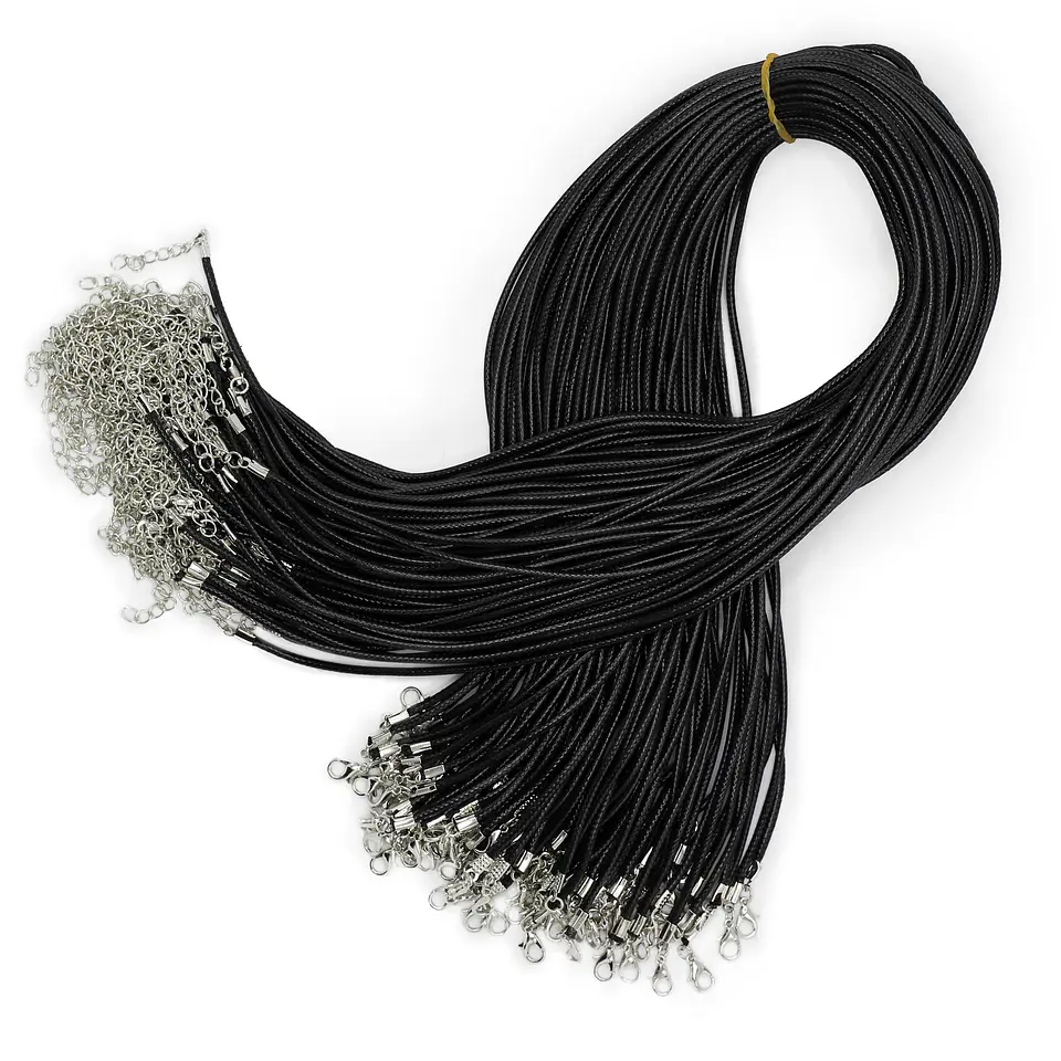Cordões de Algodão Encerados - 2mm x 55cm - Preto 2