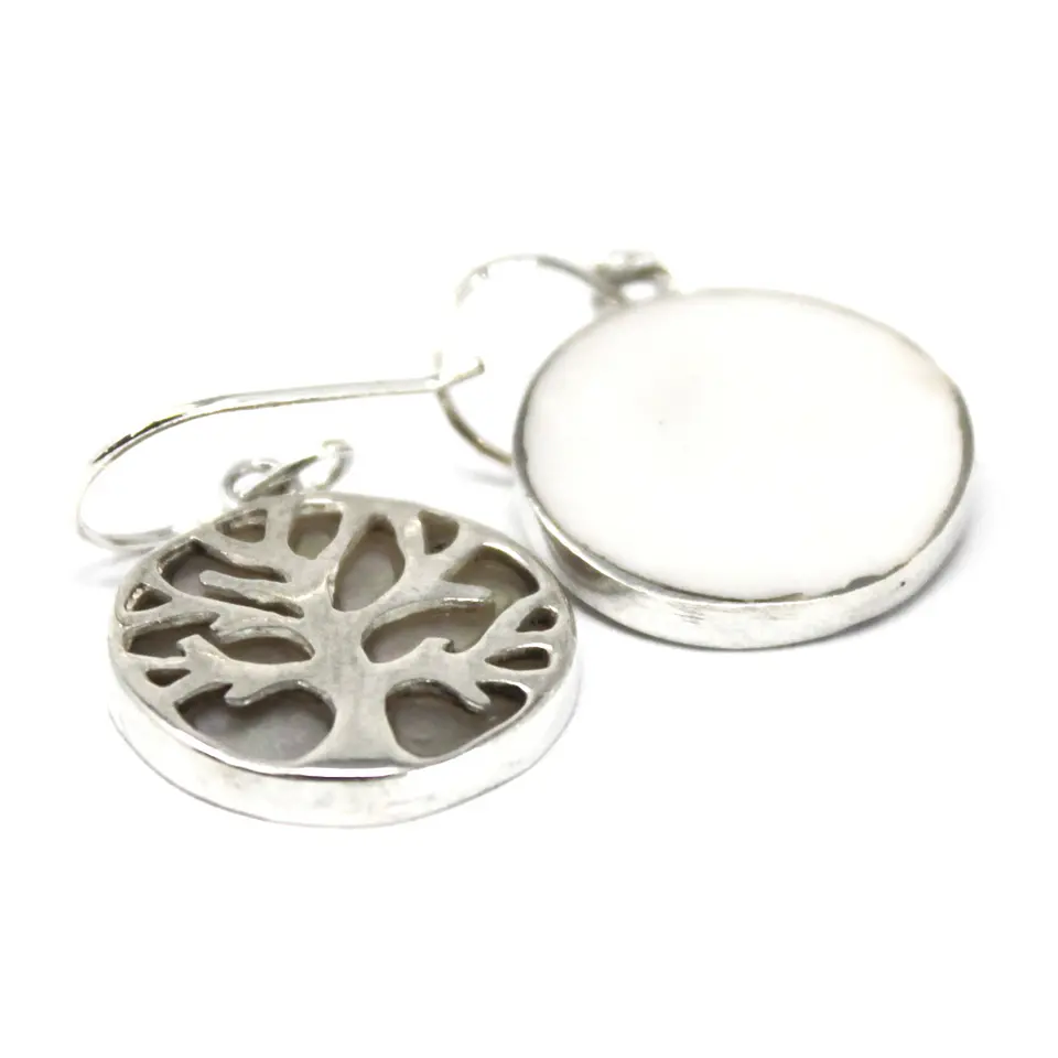 Brincos Árvore da Vida em Prata 925 - Madrepérola 15mm 4