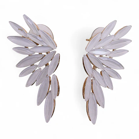 Brincos de Vidro Vintage - Asas de Anjo - Pérola