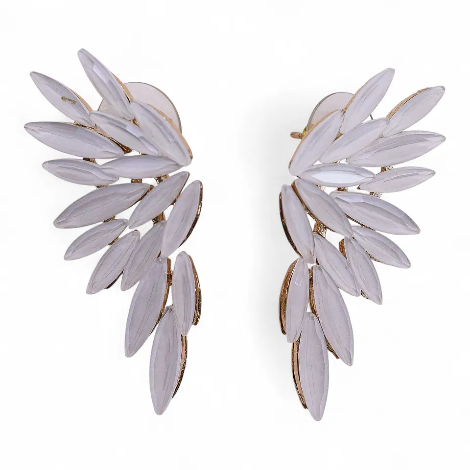 Brincos de Vidro Vintage - Asas de Anjo - Pérola 1