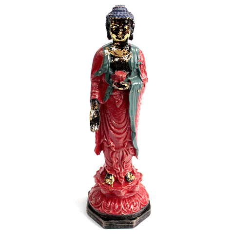 Estátua de Buda Antigo de Pé - Folha Dourada 24x7,5x7,5cm