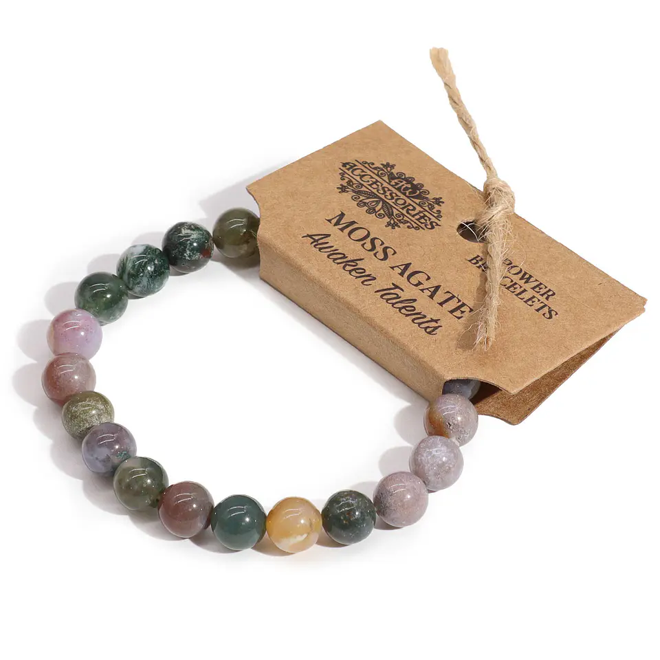 Pulseira de Energia - Ágata Musgo 1