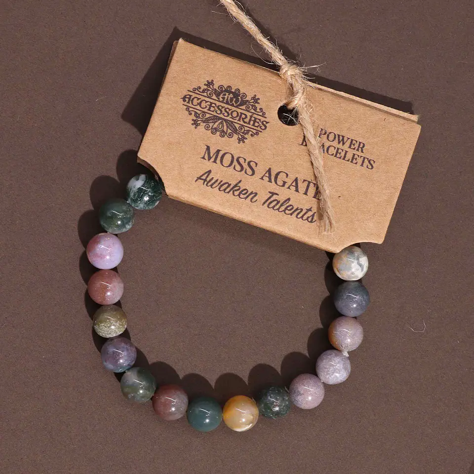 Pulseira de Energia - Ágata Musgo 2