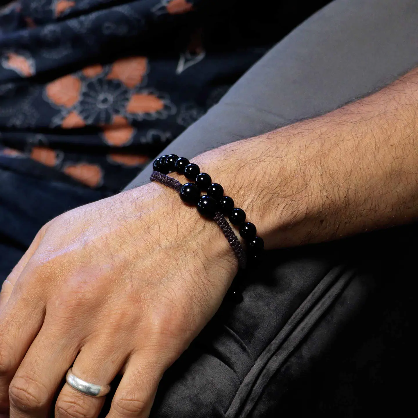 Pulseiras de Duplo Poder de Pedras Naturais - Ágata Preta 3