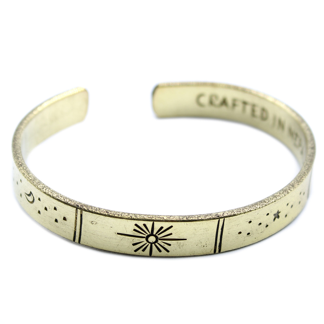 Pulseiras de inspiração em Latão - Pôr-do-Sol, Galáxia, Estrelas, Terra 1