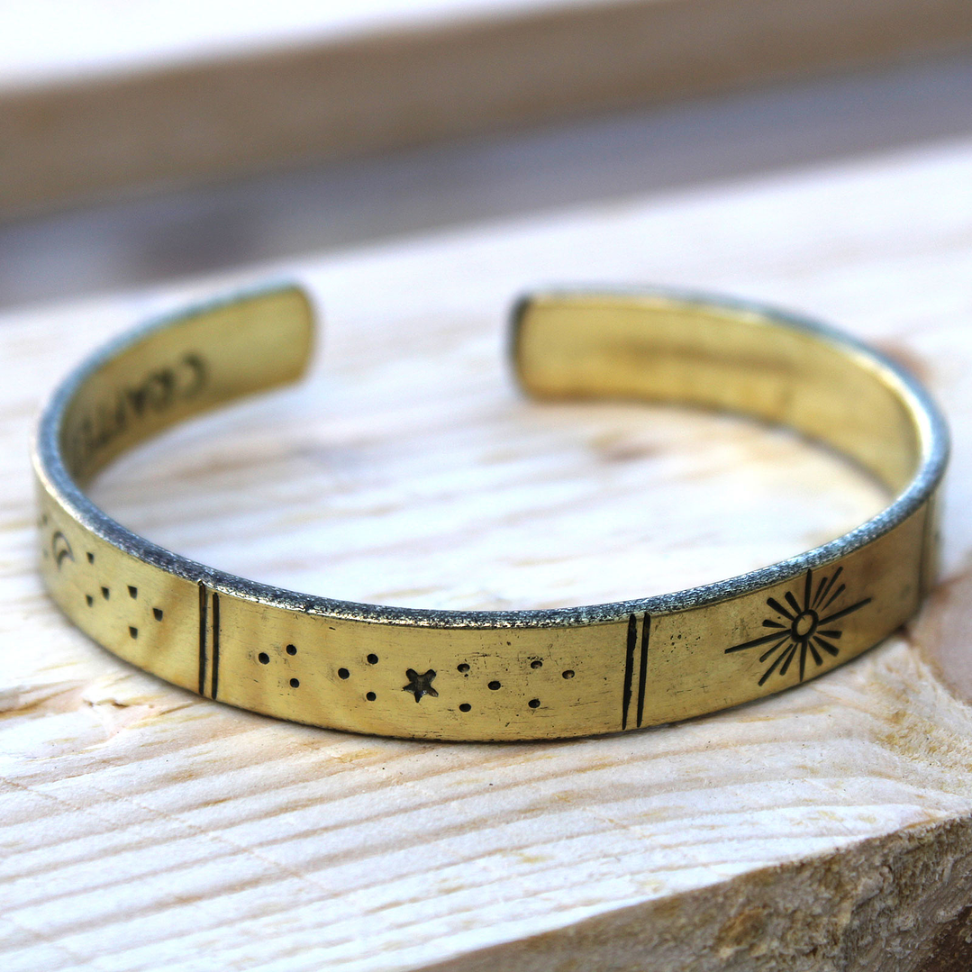 Pulseiras de inspiração em Latão - Pôr-do-Sol, Galáxia, Estrelas, Terra 5