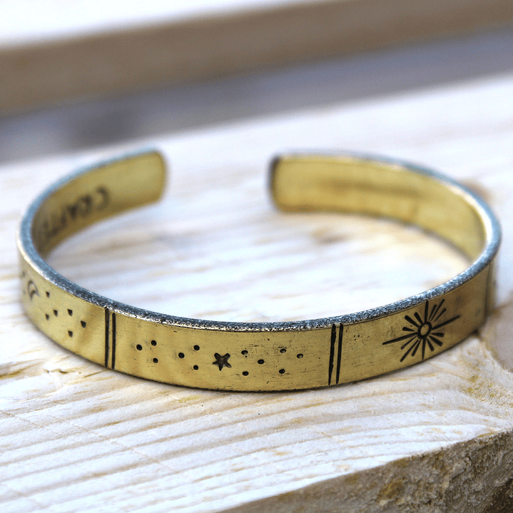 Pulseiras de inspiração em Latão - Pôr-do-Sol, Galáxia, Estrelas, Terra 5