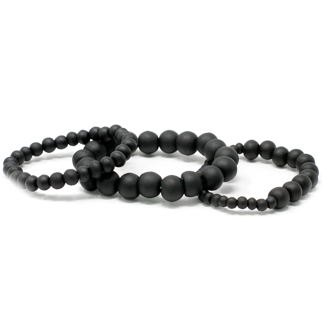Pulseiras de Contas em Madeira Negra de Coco 1