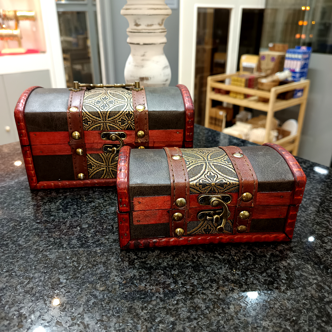 Conjunto de 2 Caixas Coloniais - Baú Metal em Relevo 10x18x10cm 3