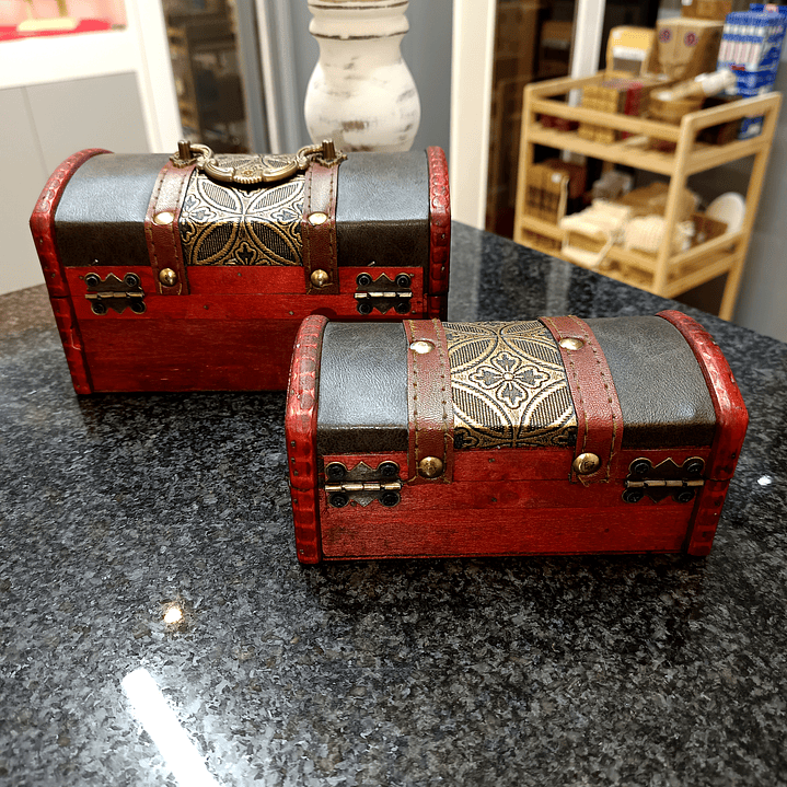 Conjunto de 2 Caixas Coloniais - Baú Metal em Relevo 10x18x10cm 6