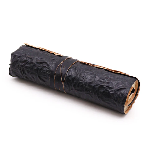 Caderno de Viagem em Pele Enrolado Pergaminho - Preto 21x15cm