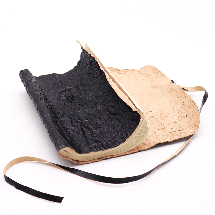 Caderno de Viagem em Pele Enrolado Pergaminho - Preto 21x15cm 2