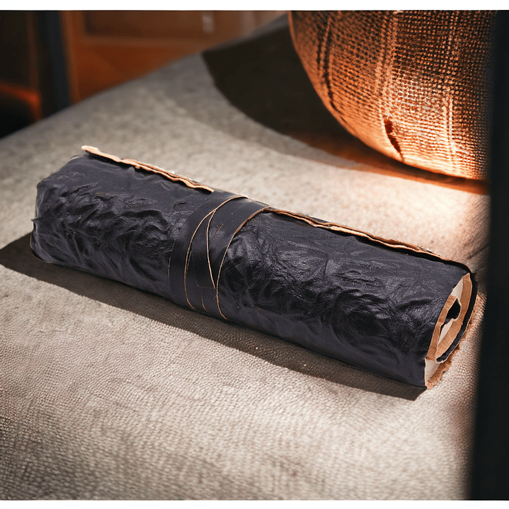 Caderno de Viagem em Pele Enrolado Pergaminho - Preto 21x15cm 4