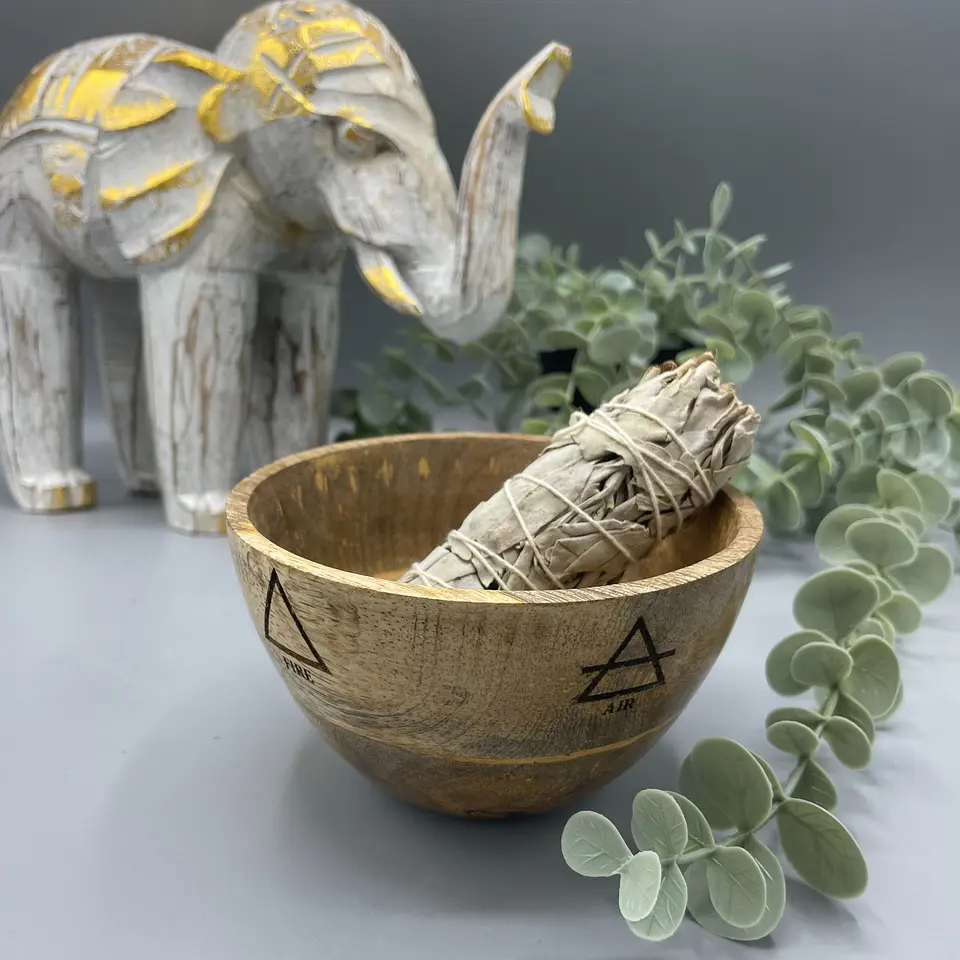 Taça de Madeira para Tochas - Oferendas & Rituais - Quatro Elementos 10