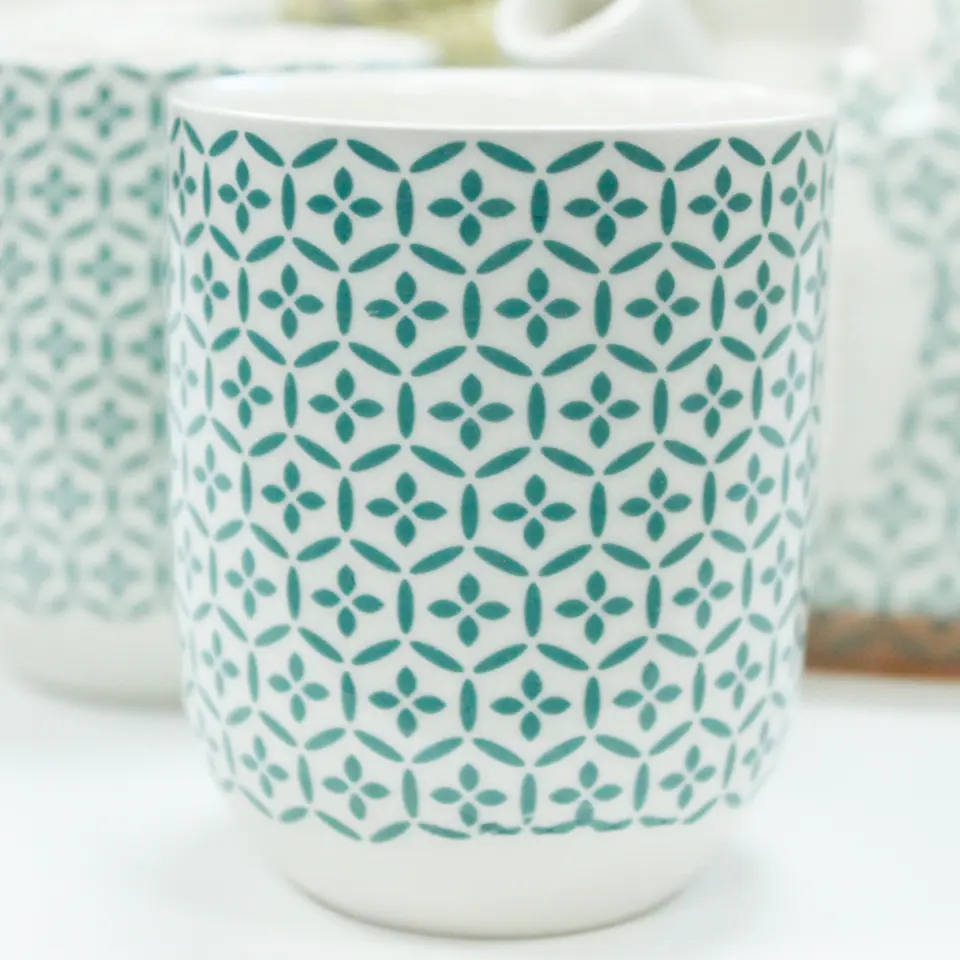 Conjunto de Bule & Chávenas em Cerâmica - Mosaico Verde 850 ml 4
